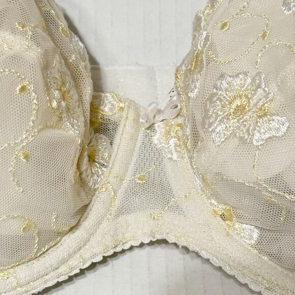 Prima Donna 38C Lace Unlined Sheer Cup Underwire Support Bra 16-2182 Cream & Ylw - Picture 4 of 11